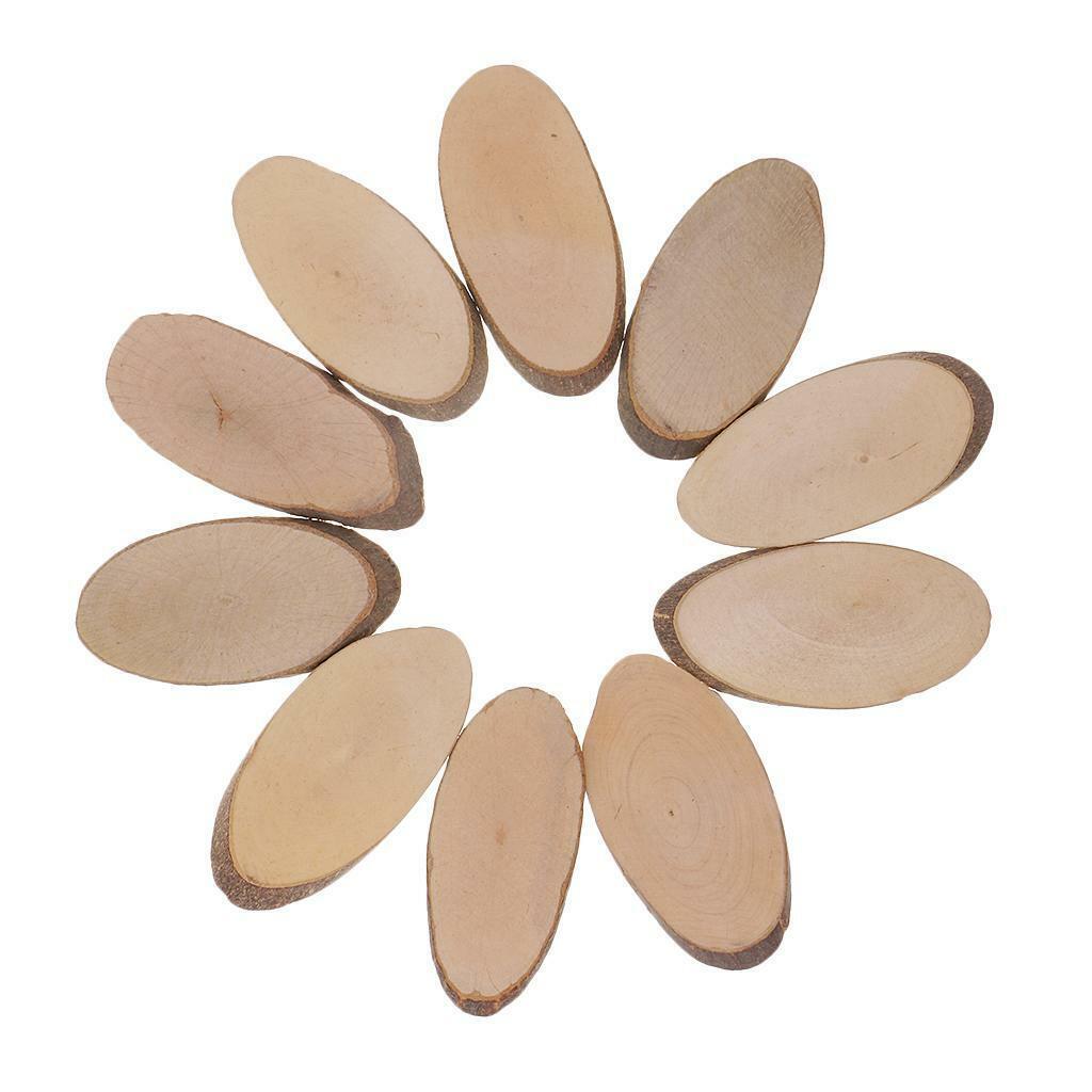 50pcs Oval Shapes Wood Log Slices Natural Tree Bark Decorative Embellishment