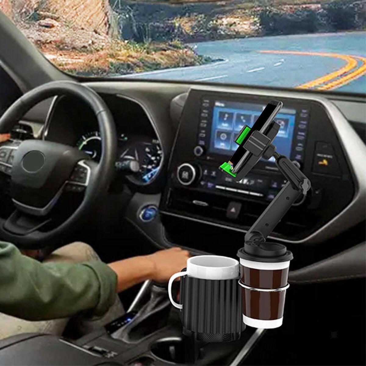 Phone Holder with Cup Holder Adjustable for Car Accessories Easy to Install