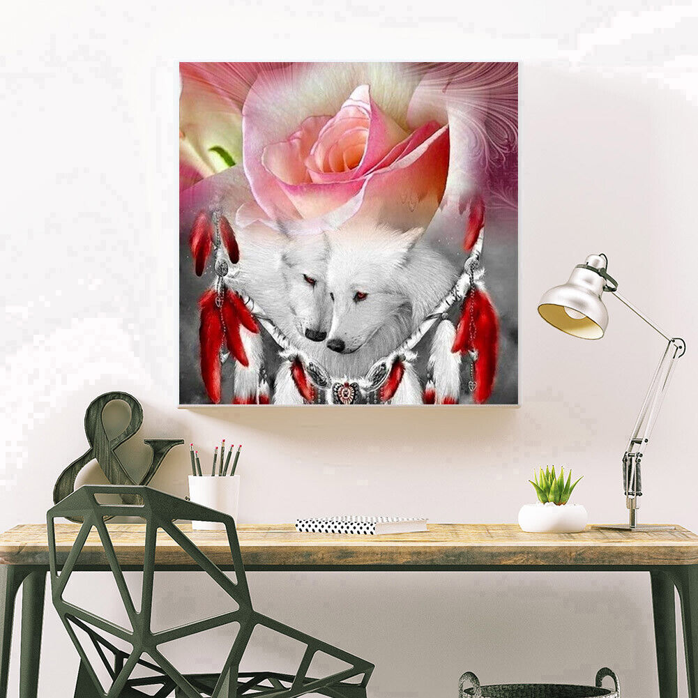 Diamond Round Drill DIY Wolf Dream Catcher Picture 5D Full Art Painting Kit