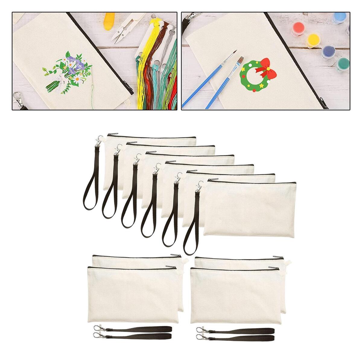 10x Blank Pencil Bags Heat Transfer Cosmetic Bags Kids Wristband DIY Kit