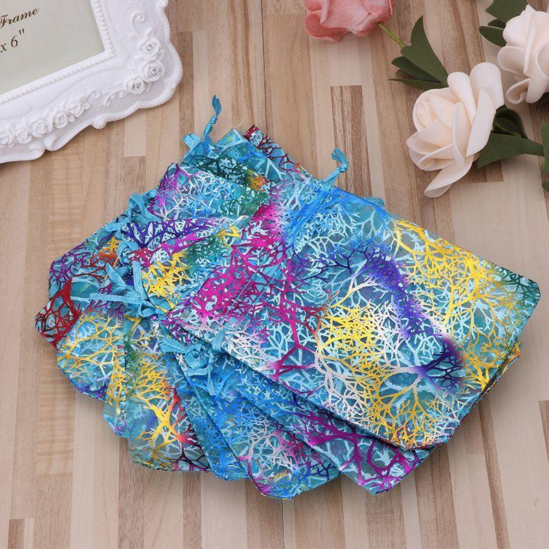 New 12X8cm 10Pcs Coralline Organza Jewelry Pouch Wedding Party Favor Gift Bag