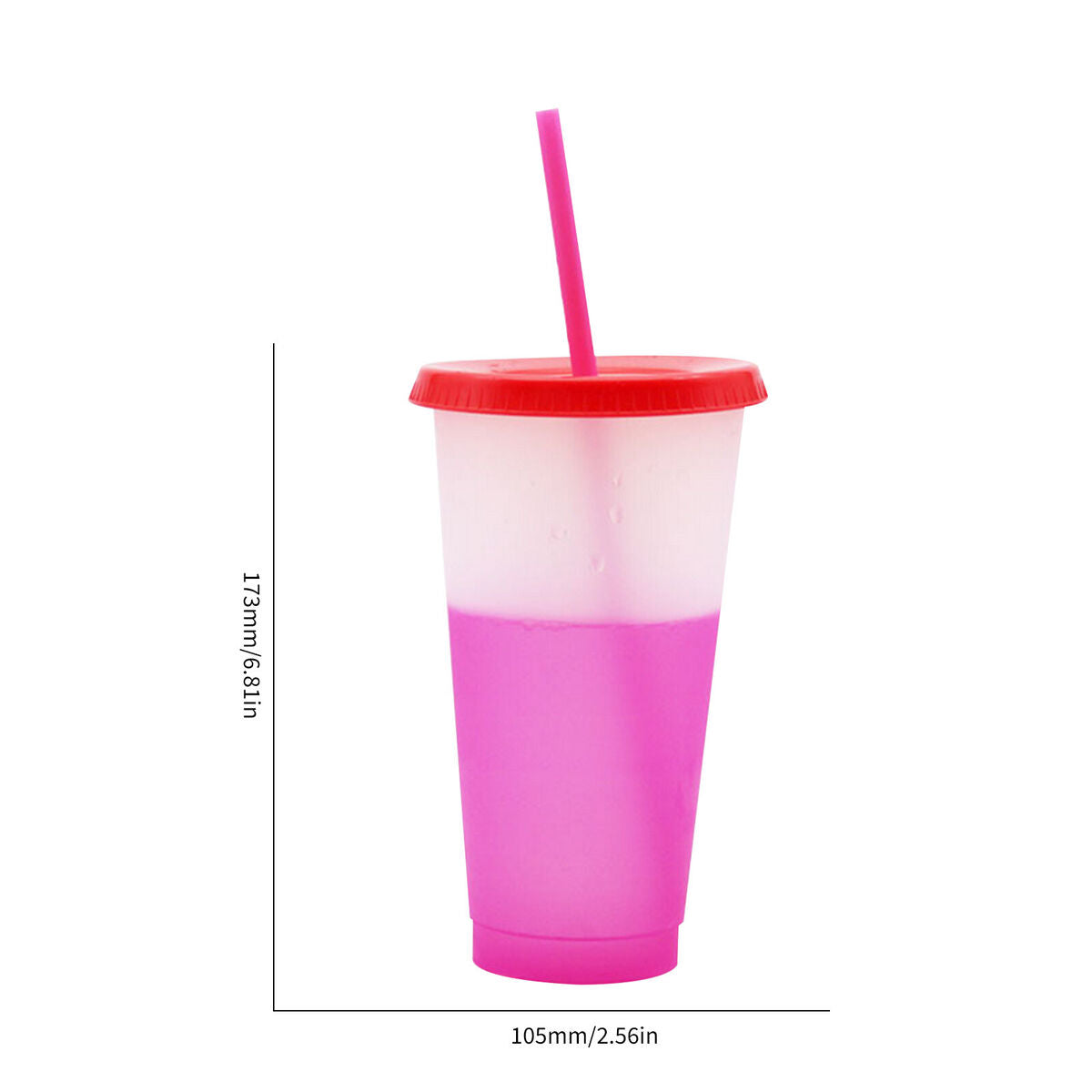Plastic Color Changing Cup Cold Drink Sensing Travel Tumbler with Straw (C)