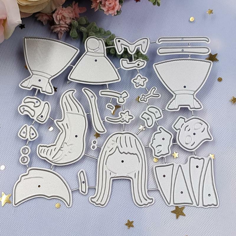 Long-haired Girls Metal Cutting Die Decorative Prayer Embossing Die Stencil