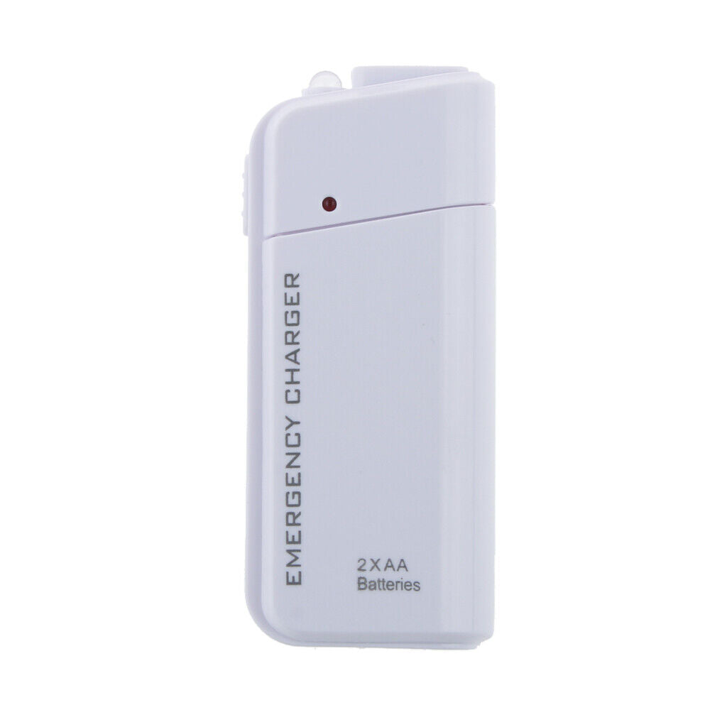 White Emergency  2AA Battery Charger Case Universal for Mobile Phones