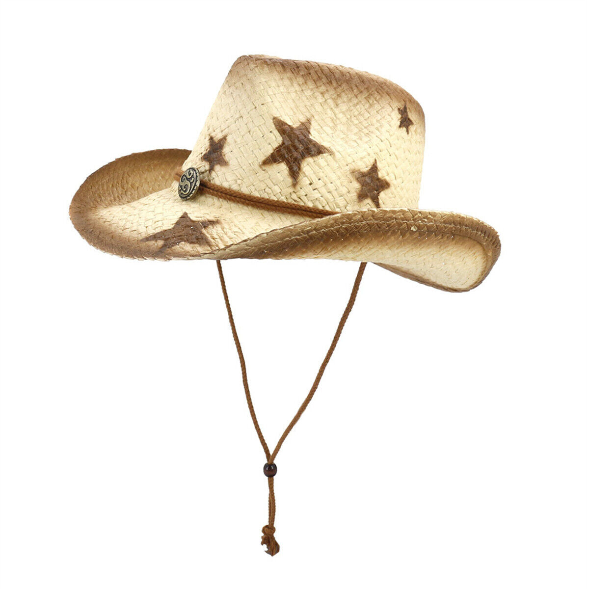 Men Women Five-Pointed Star Western Cowboy Straw Hat Outdoor Beach Sun Visor Hat