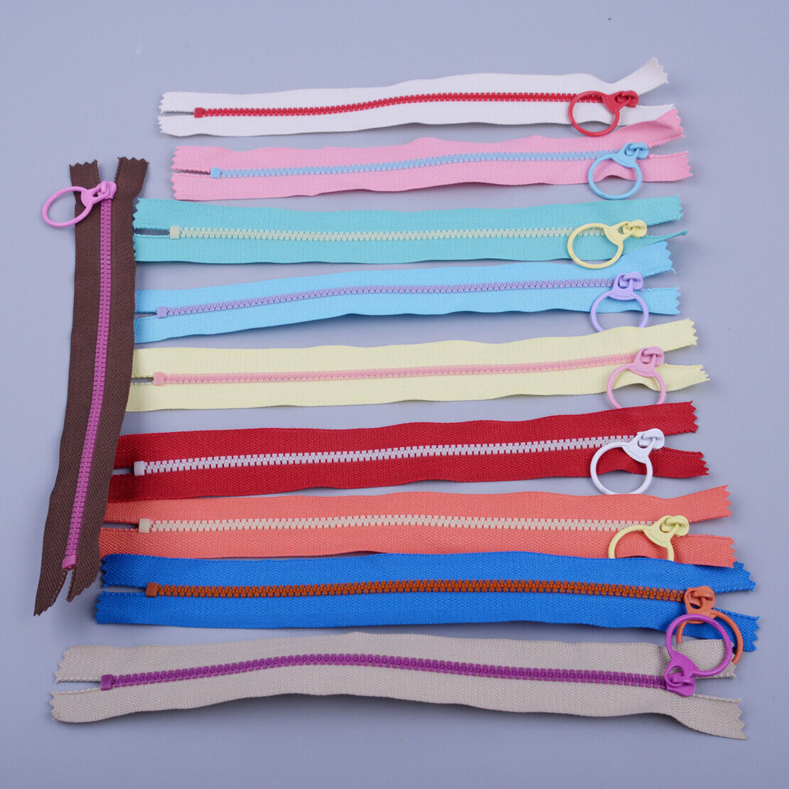 10 x 20cm Zip Hanging Ring Puller Zipper Closed End Sewing Accessories Random Li