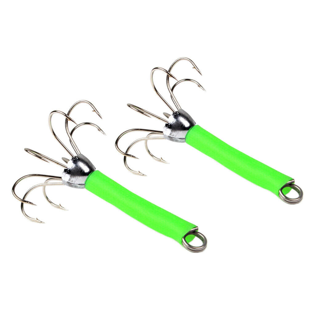 8 Pieces Fishing Lures Squid Jigs Hooks Freshwater Saltwater Bait Green