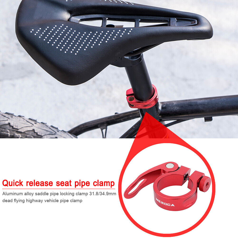 MTB Bike Road Quick Release Seat Post Clamp Saddle Tube Clip (Red 34.9mm)