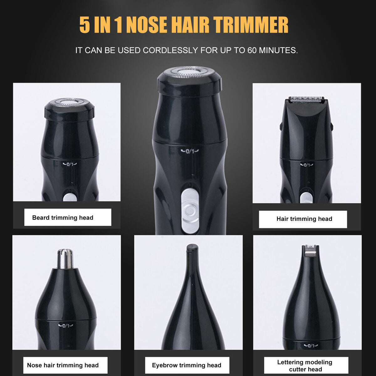 Nose and Ear Hair Trimmer - Precision Tool with Rechargeable USB Cable