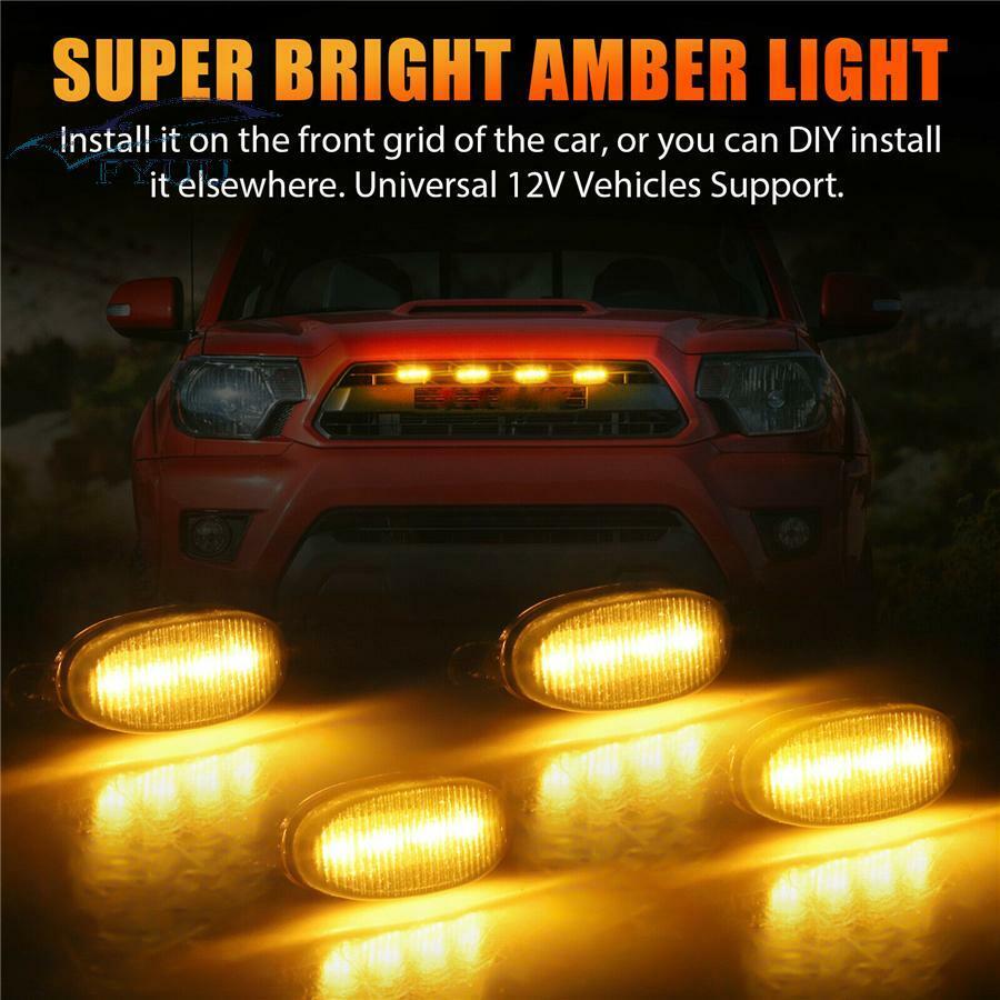 3 Pcs For Ford F150 250 350 Raptor Front Grille Smoked Lens Amber 12 LED Lights
