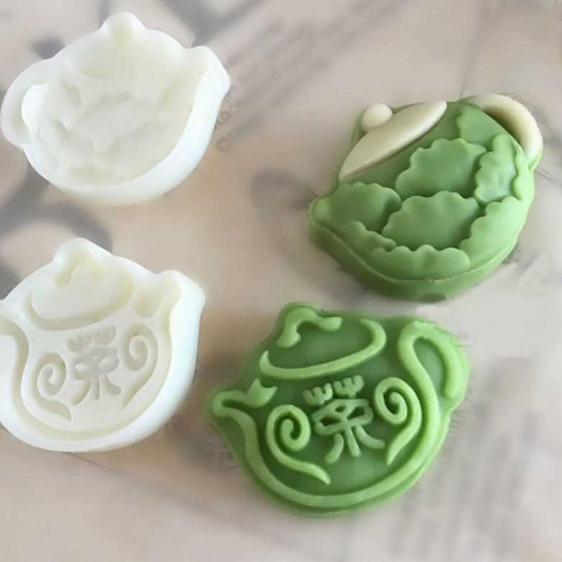 50g Teapot Shaped Plastic Mooncake Moulds Moon Cake Molds DIY Baking Accessories