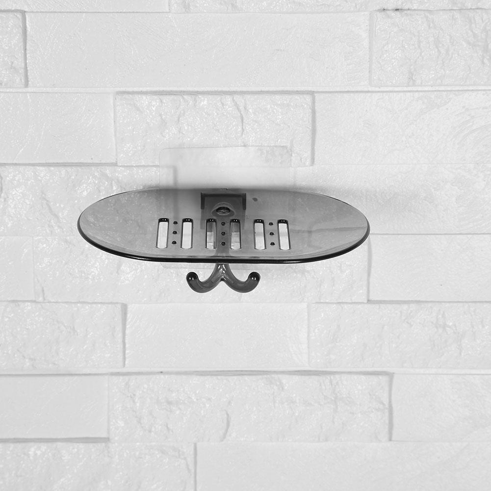 Punch-free Soap Box Drain Holder Bathroom Wall Hanging Storage Rack (Grey)