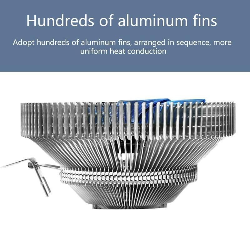 Aluminum Fins CPU Radiator Ultra Quiet Case Fan Copper Heat Pipe Cooler 12V-3Pin
