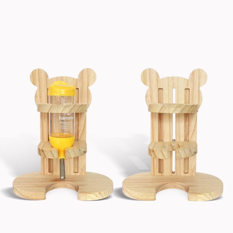 Hamster Water Bottles Position Adjustable Drinking Bottle with Wooden Base