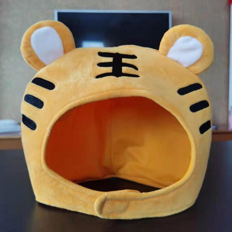 Plush-Made Hats with Tiger Stripes as Tools or Props for Photoshot Cartoon Caps