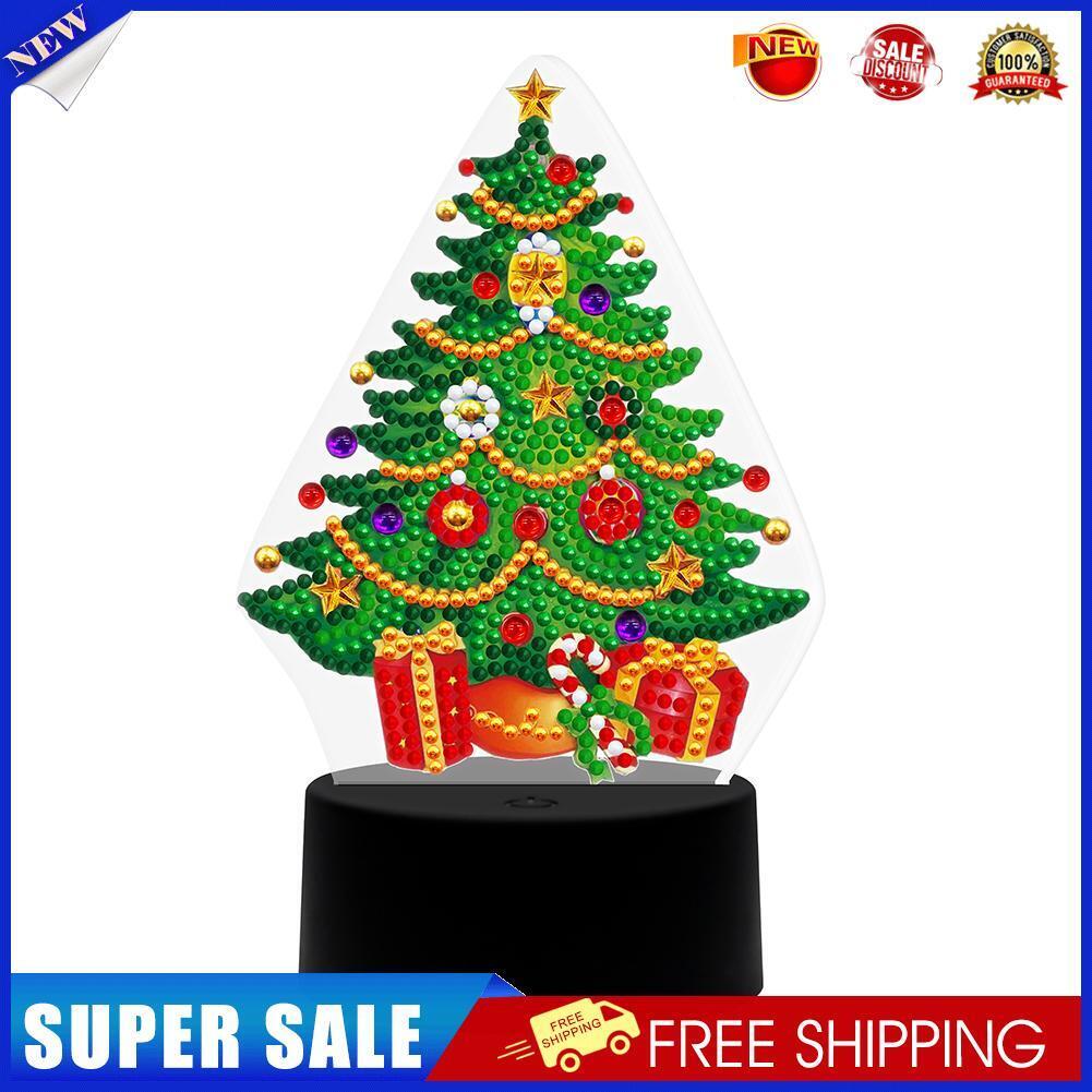 DIY Christmas Tree Diamond Painting LED Light Embroidery Home Night Lamp