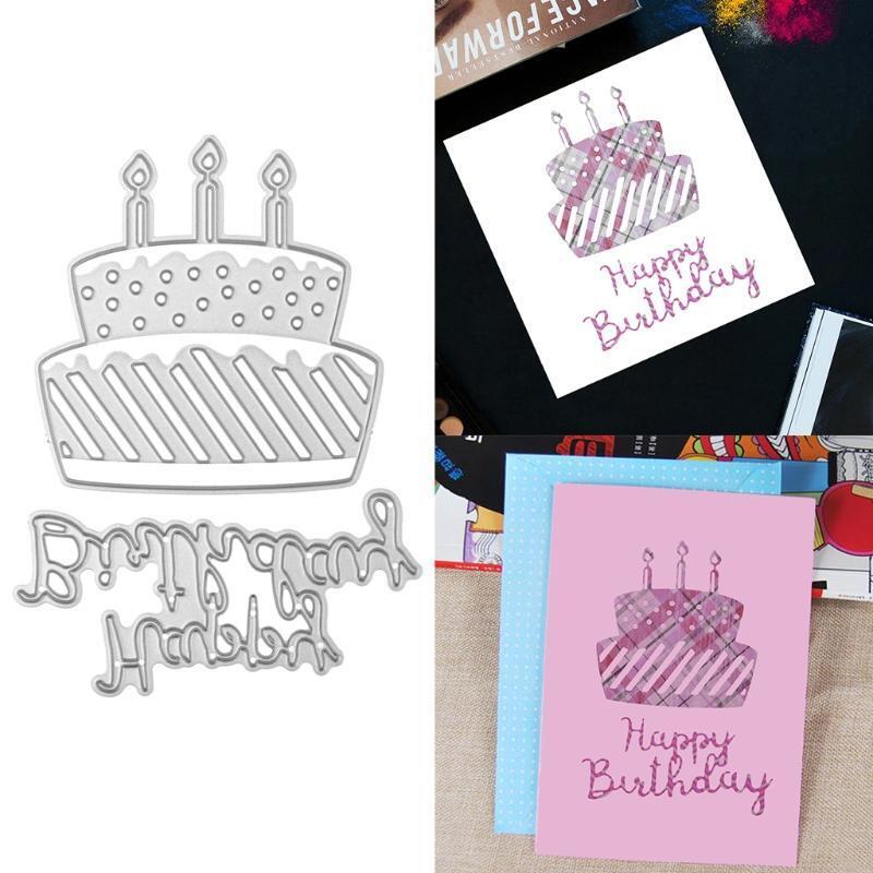 Happy Birthday Cake Metal Cutting Dies Stencil DIY Scrapbooking Album Paper Card