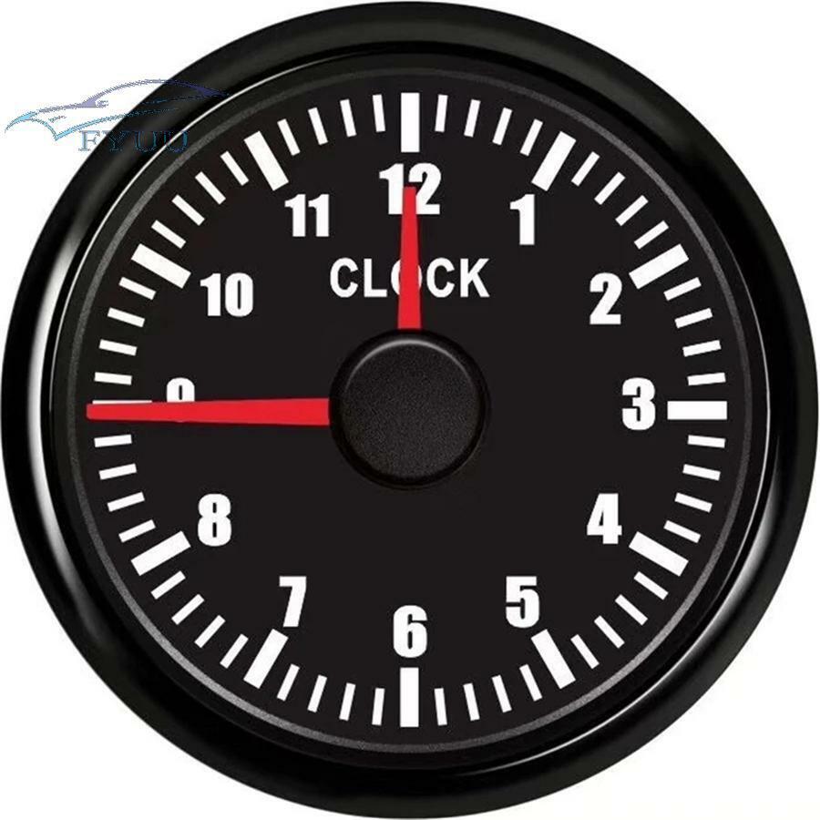 52mm Car Boat Yacht Red Backlight Instrument Hour Meters 0-12 Hours Clock Gauge