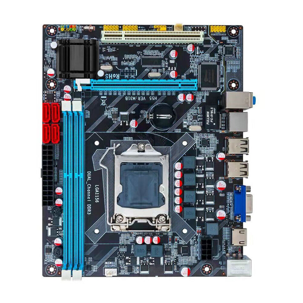 Computer H55 Motherboard SATA USB2.0 DDR3 for LGA 1156/i3/i5/i7 Game Board