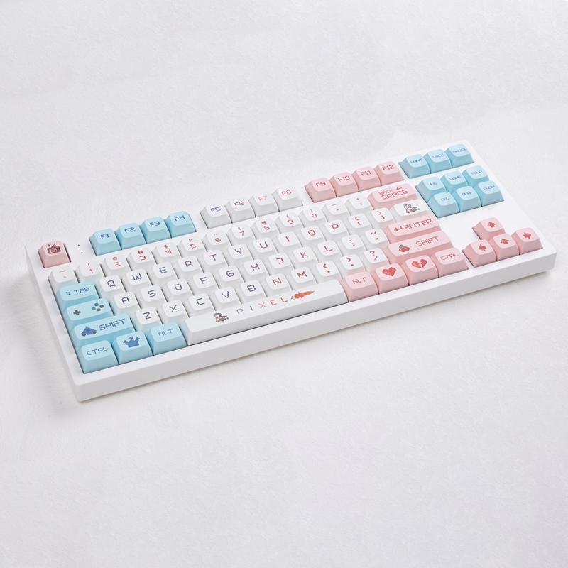 125Pcs Pixel War Key Cap Dye Subb Keycaps Set for Cherry MX Mechanical Keyboard