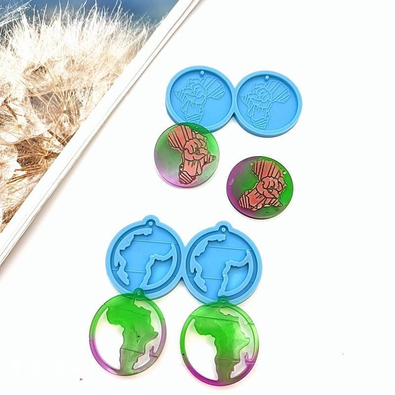 2 Pcs Diy Creative Silicone Molds Africa Map Earrings Fist Map Earrings Molds