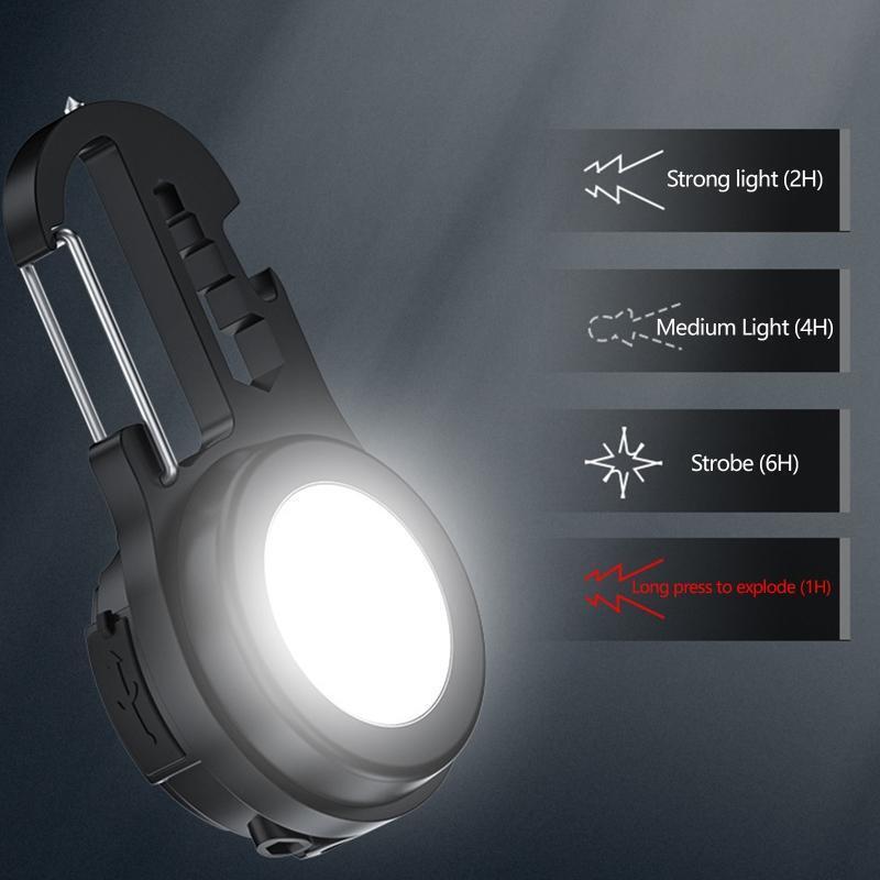 Keychain Flashlight Rechargeable 4 Light Modes Pocket Lights with Bottle Opener