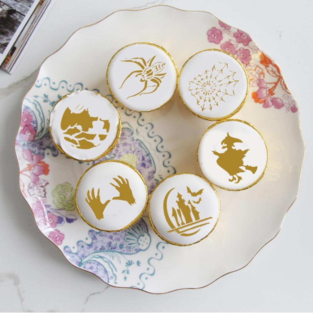 6pcs/Set DIY Halloween Coffee Stencils Cake Baking Scrapbook Templates (A)