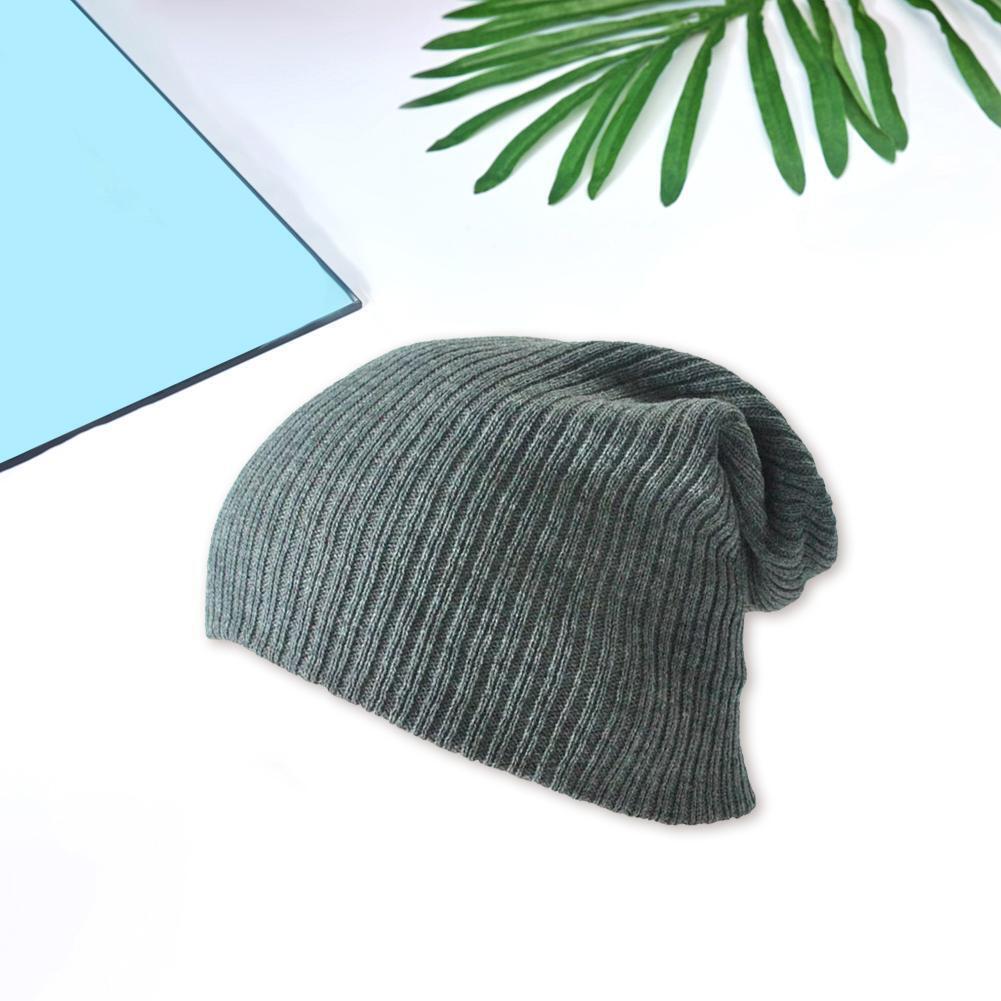Knitted Hat Women Men Autumn Winter Warm Outdoor Fashion Beanie Cap (Grey)