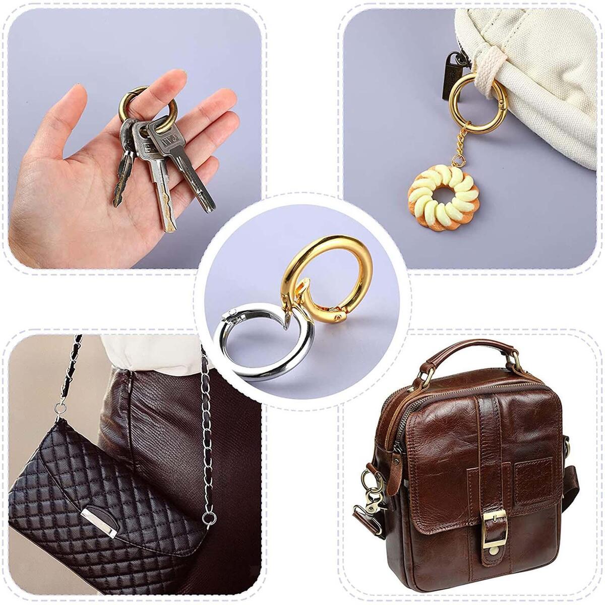 18Pcs Spring Gate O Rings Spring Clip Round Carabiner 1 inch Metal Snap Clip DIY