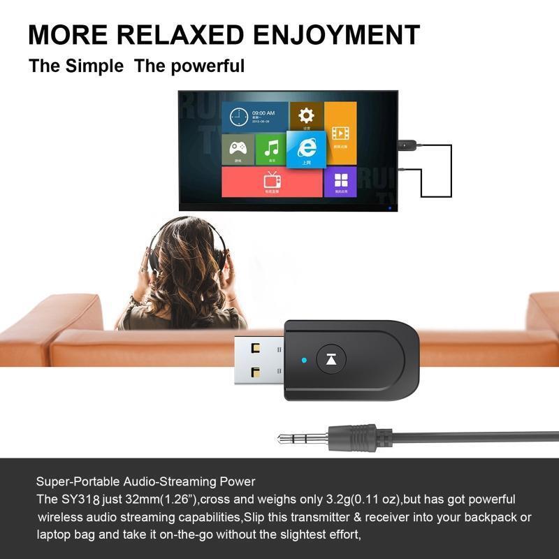 3 in1 Wireless Car 3.5mm Audio Adapter Mini Bluetooth-compatible 5.0 Transmitter