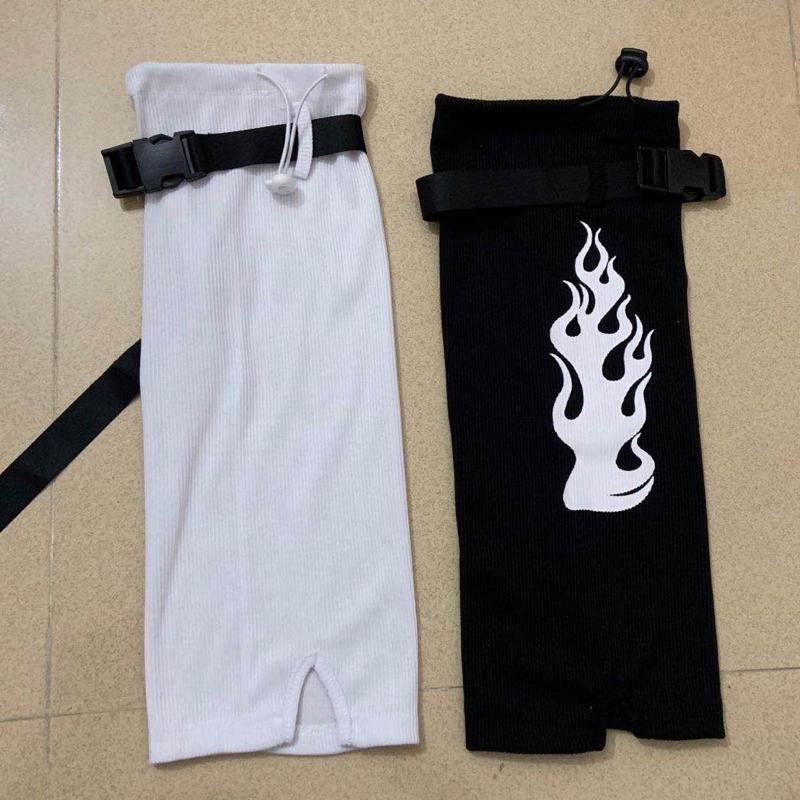 Punk Gothic Leg Warmer Fire Printed Foot Cover Leg Sleeve Long Socks Stockings