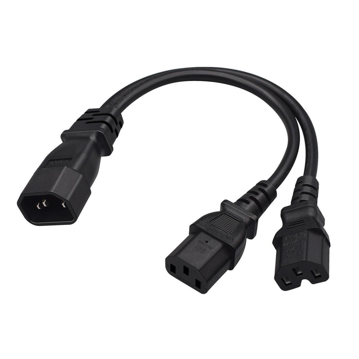 IEC320 C14 to IEC320 C13+C15 Y Splitter Power, Power Cable Replace Part Portable
