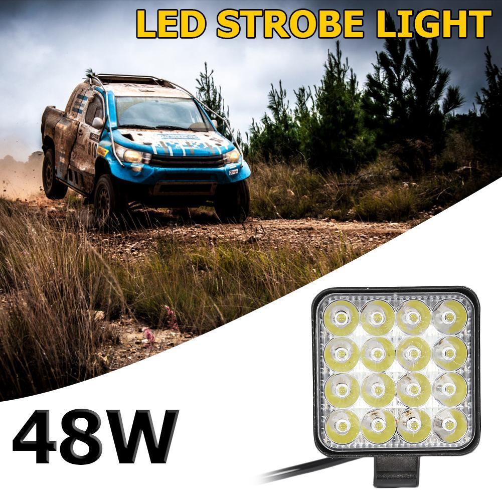 Square 48W 16 LED Flash Strobe Light Warning Lamp for Car Truck Motorcycle
