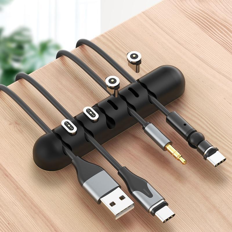 Magnetic Storage Phone Charging Cable Desktop Organizer Data Cable Fixing Clamp