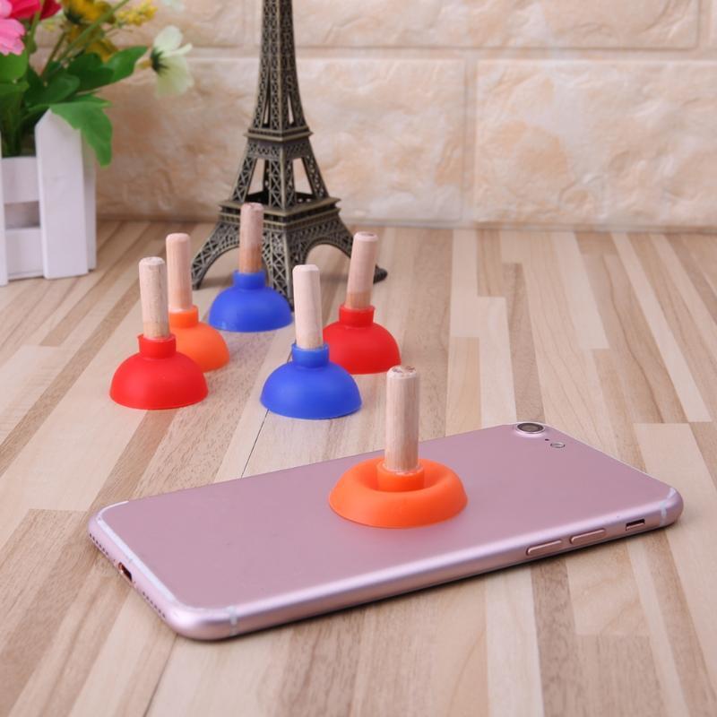 Mini Colorful Toilet Shape Plunger Holder Sucker Stand For Mobile Phone PSP