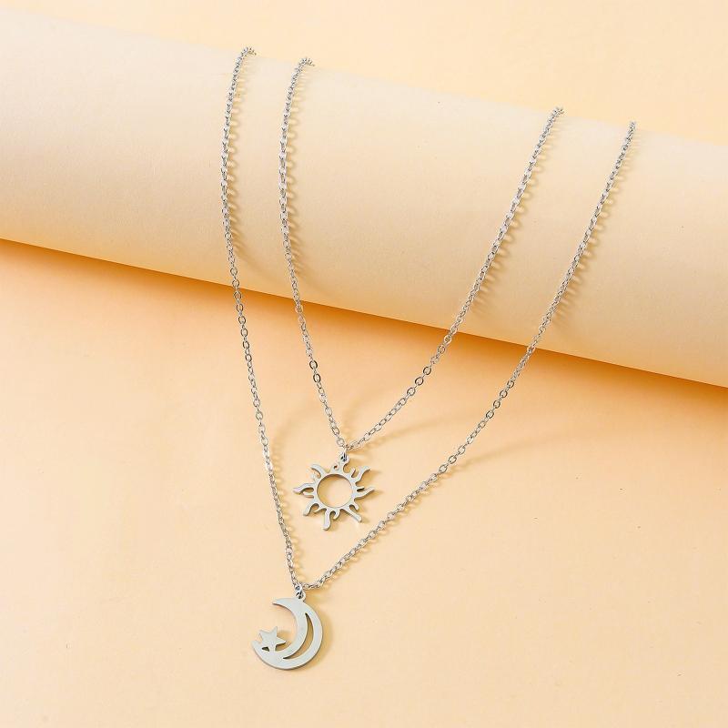 Moon Star Sun Pendant Necklace Fashion Jewelry Gift for Women Teen Girls Couple