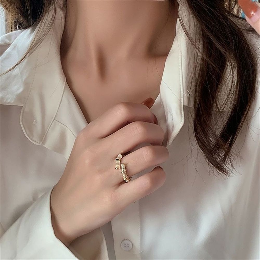 Wedding Engagement Crystal Jewelry Bamboo Shape Opals Rings Zircon Shiny