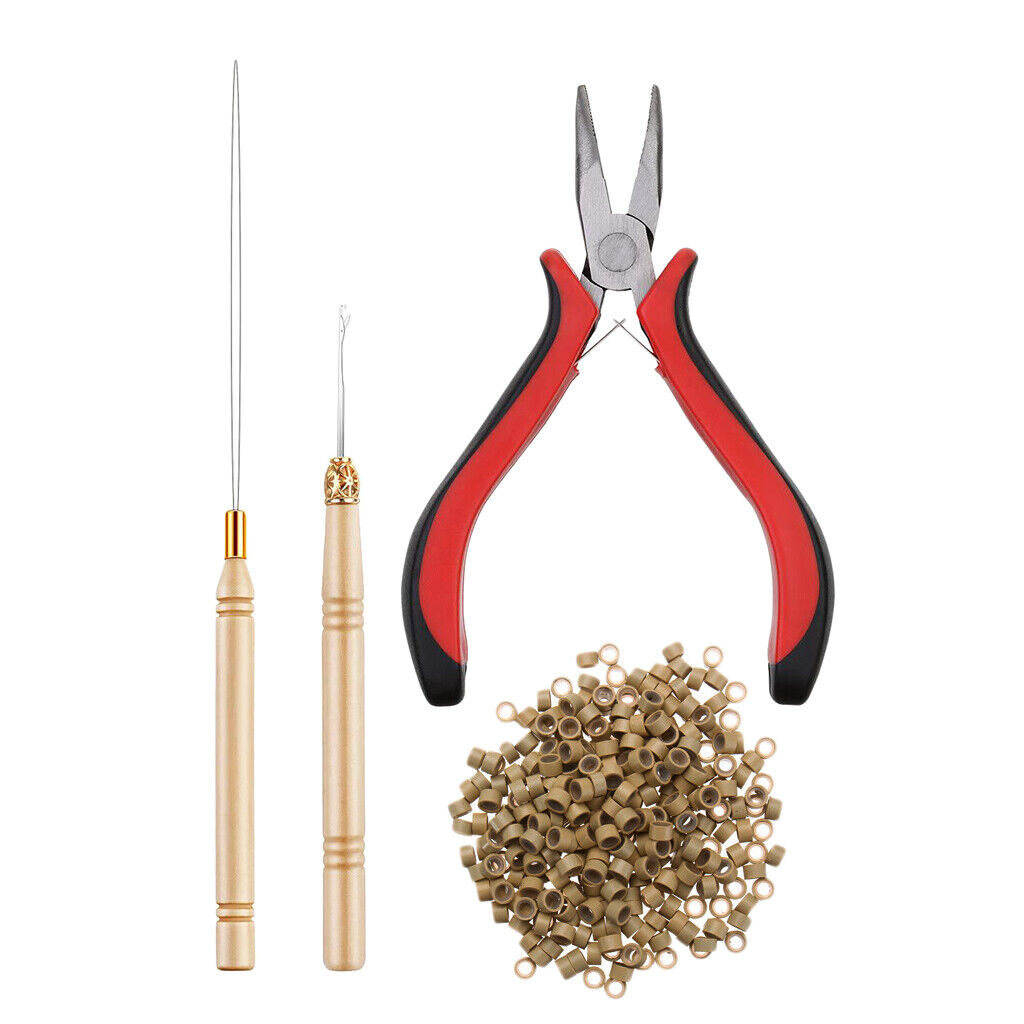 Bun extension Tool Kit, Stainless Steel Bead , 500pcs Silicone  - 7#