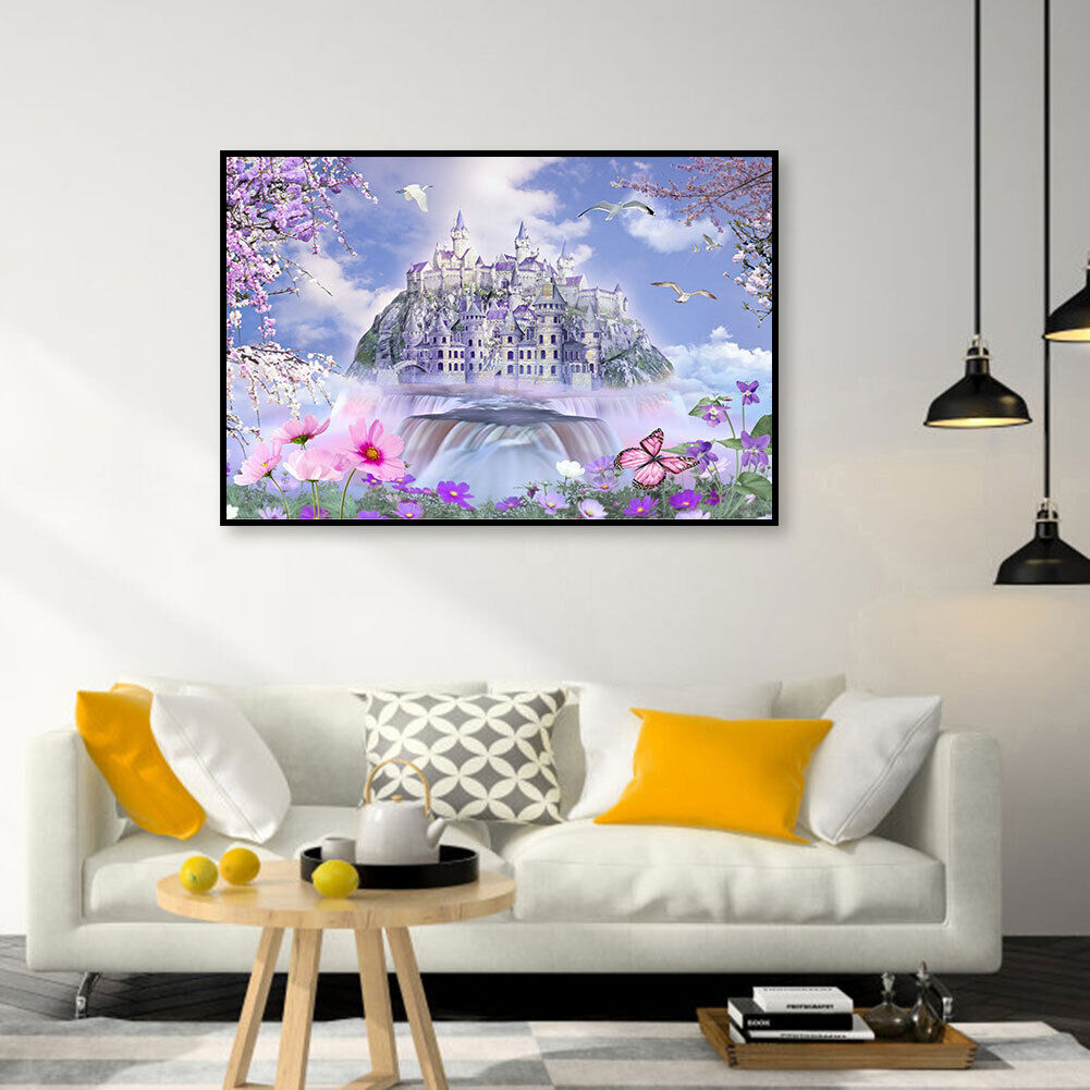 IY Full Round Drill Diamond Painting sky castle Mosaic Rhinestone Art Craft