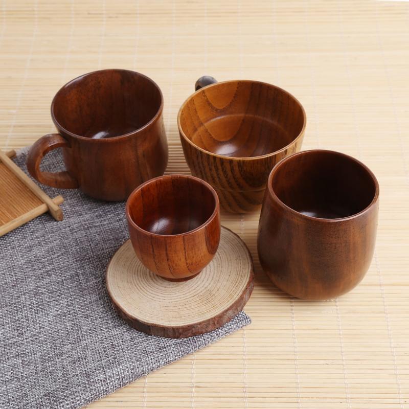 Wooden Cup Primitive Handmade Natural Wood Coffee Beer Juice Milk Tea Mug