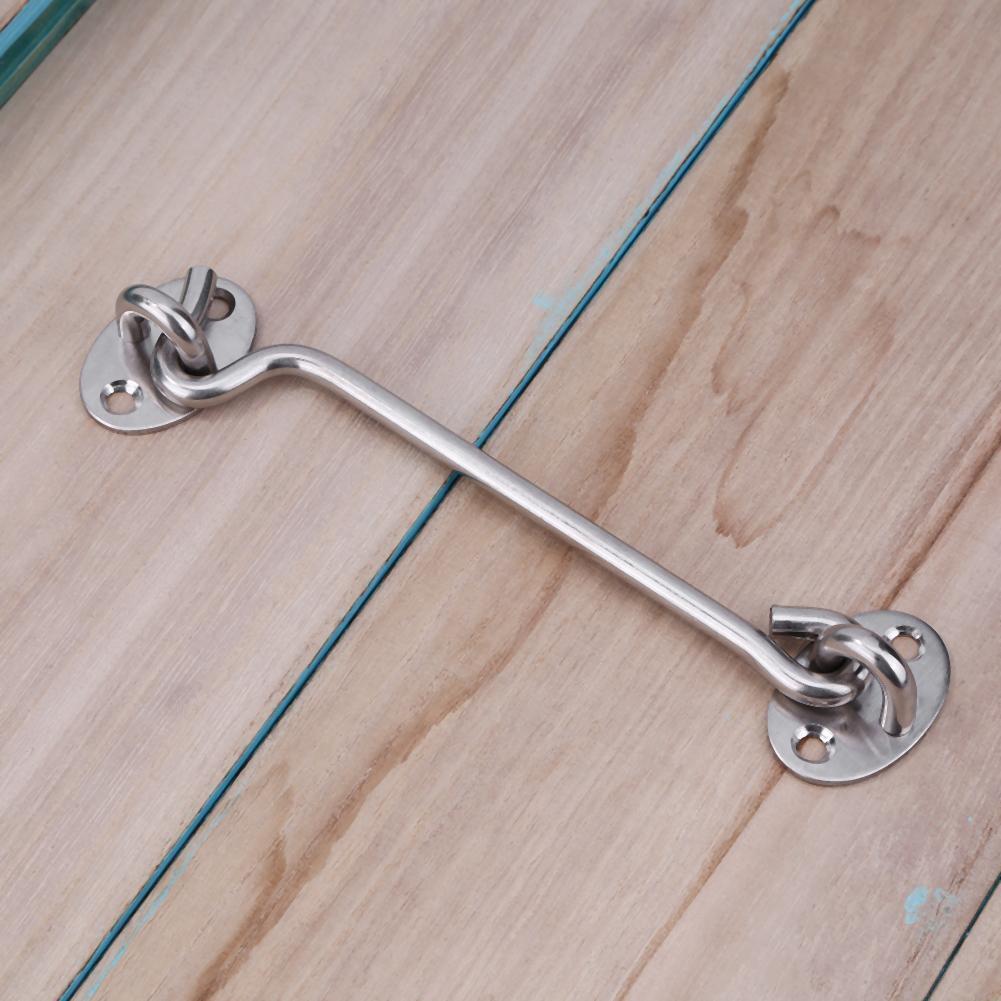 Stainless Steel Thicken Door Window Hook Safety Limit Lock with Base (6in)