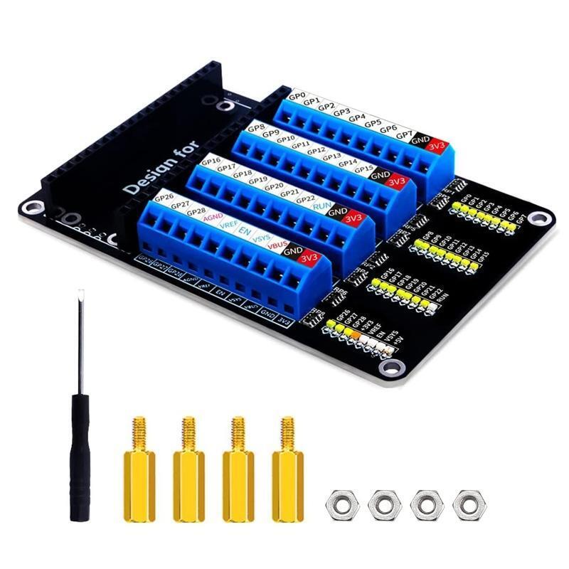 for Raspberry Pi Pico Screw Terminal Block Breakout Module w/ Aluminum Enclosure