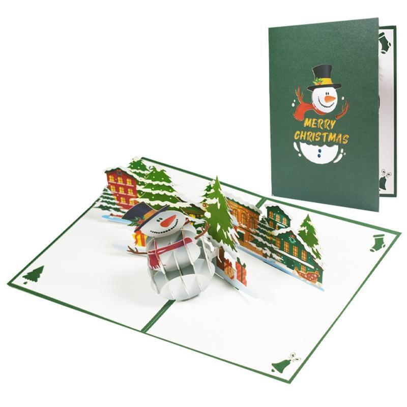 Christmas Snowman Pop Up Card Holiday Greeting Stocking Present for Friend