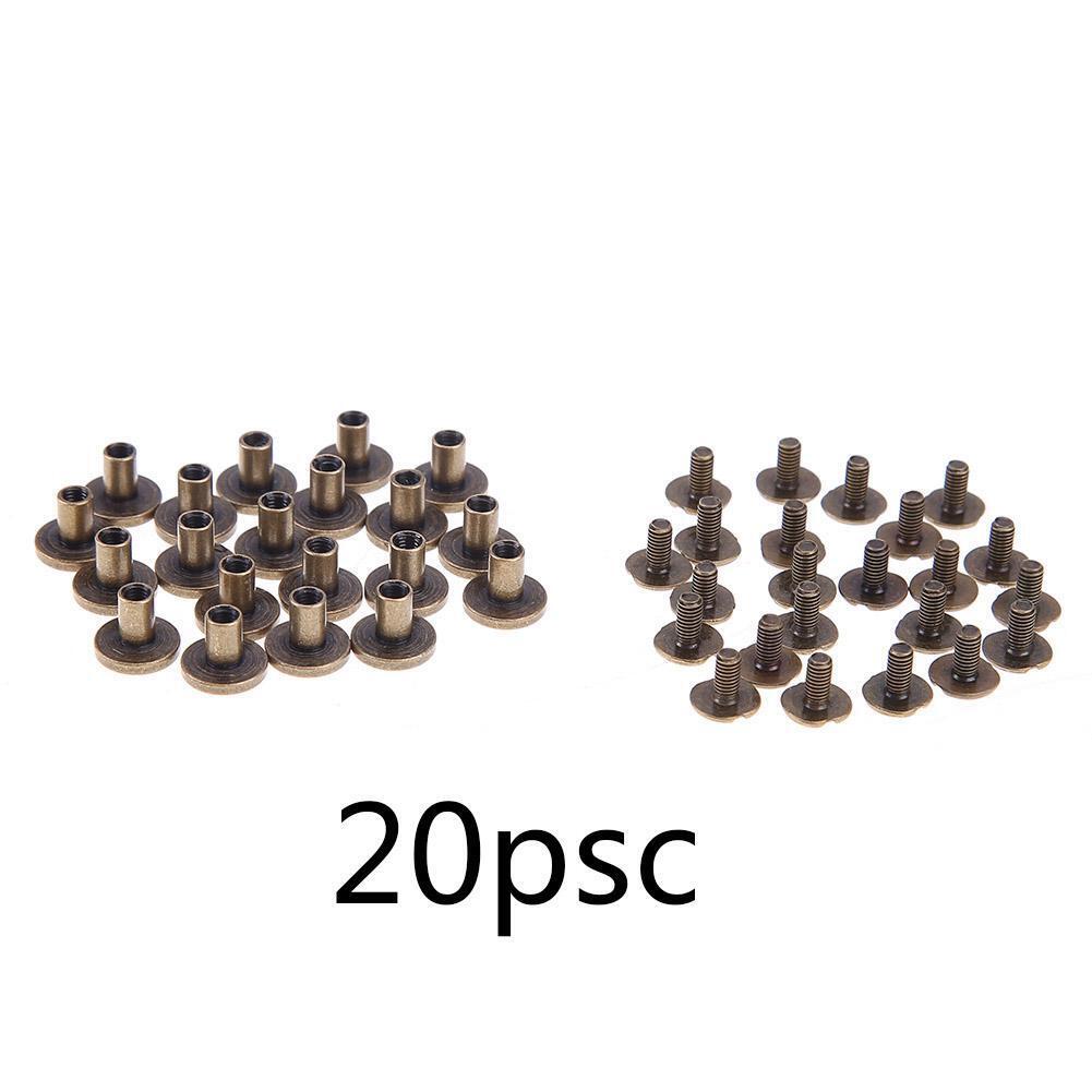20pcs Copper Leather Craft Belt Wallet Solid Brass Nail Rivets Screws(8)