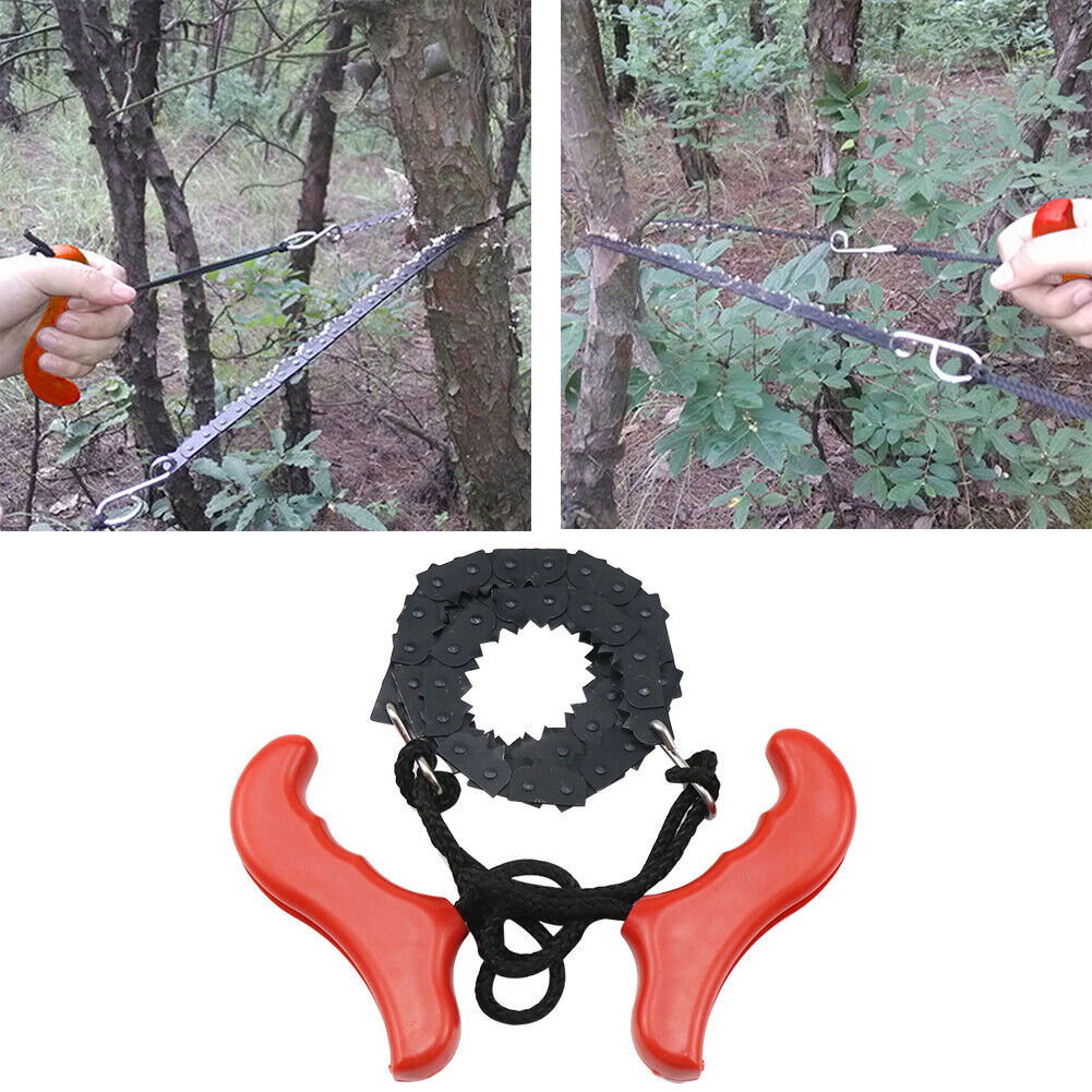 Pocket Hand Chainsaw Survival Camping Hiking Wood Cutting Chain Saw (Red)