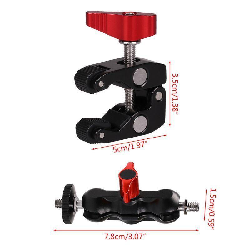 Red Knob Crab Claw Magic Arm Clamp with Mini Friction Magic Arm Multi-Function