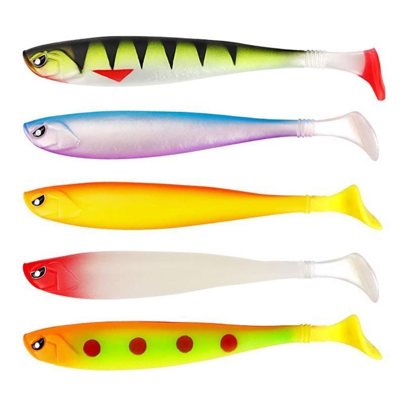 5Pcs Soft PVC Fishing Lures Baits for Saltwater Freshwater Swimbaits Trout Bass