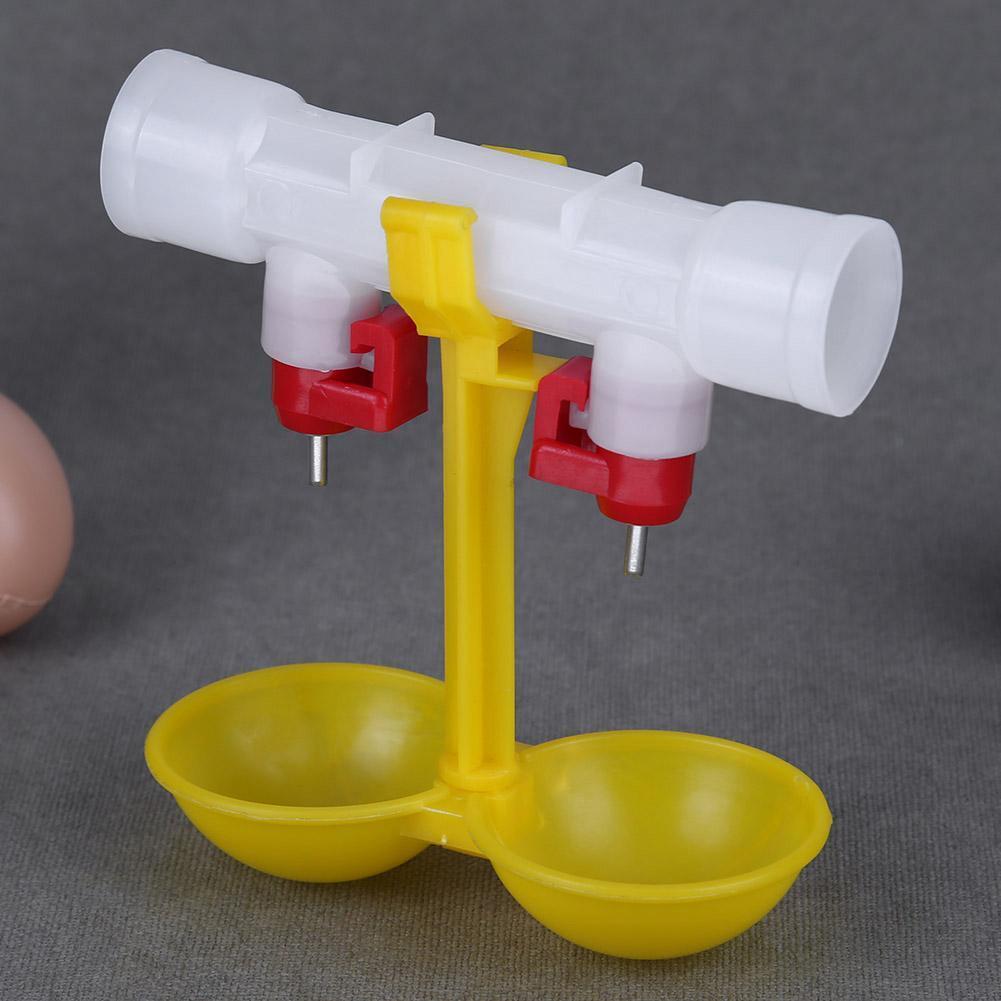 Double Outlet Drinking Hanging Chickens Cups Nipple Drinker Poultry Waterer