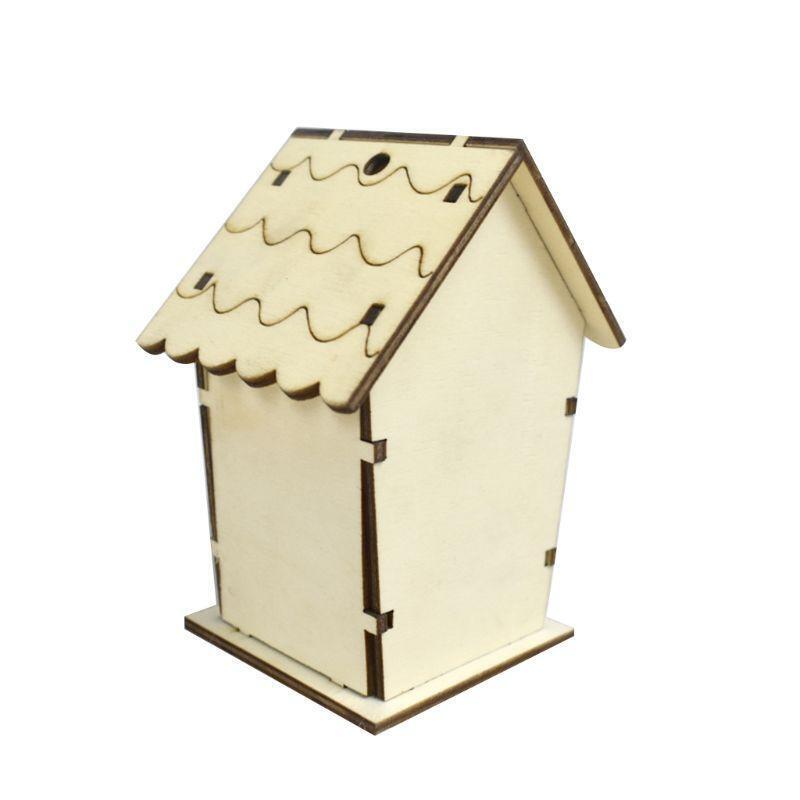 Wooden Bird House Nest DIY Handmade Crafts Decorative Simulated Box for Bluebird
