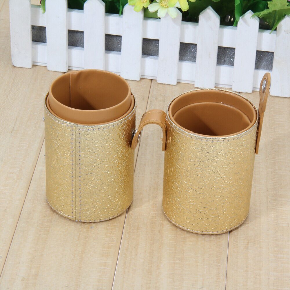 Leather Cosmetic Case Storage Makeup Bags Organizer Brush Tube Holder Cup